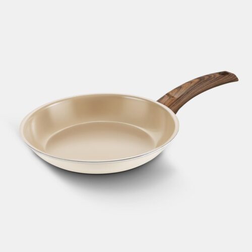 7-Layed Ceramic Coated Nonstick Frying Pan Skillet with Wooden Handle, All Stovetops, 3-Ply Stainless Steel Construction with Aluminum Core (7.9inch-Diameter / 1.57inch-Height)