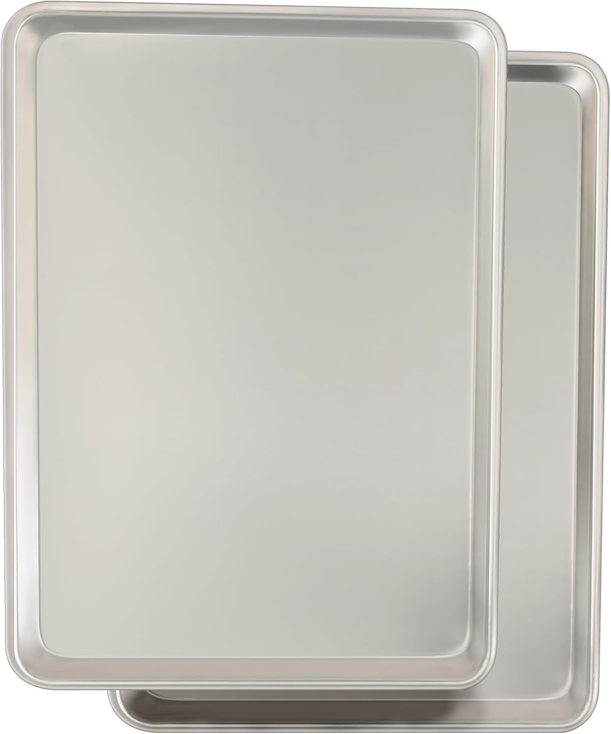 Commercial Quality Baking Sheet Pan Set, Natural Aluminum Cookie Sheet, Warp Resistant Nonstick Baker's Half Sheet Pan, Large Thick Cookie Tray Pans for Baking, Roasting(2 Pack, 18X13Inch)