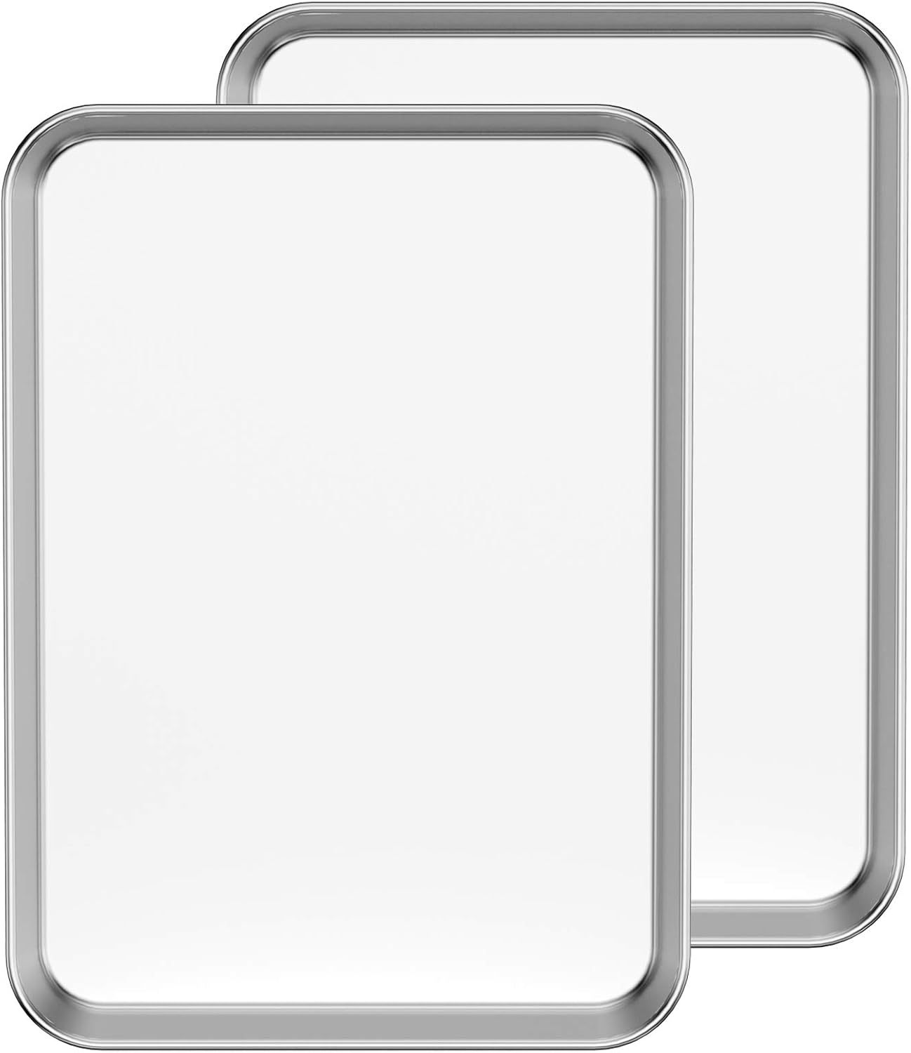 Baking Sheet Set of 2, 18 inch Commercial Grade Stainless Steel Baking Pan, Professional Bakeware Oven Tray, Healthy & Non-toxic, Rust Free & Mirror Finish, Easy Clean & Dishwasher Safe