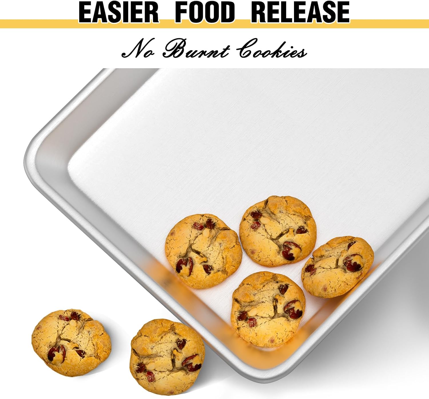 Commercial Quality Baking Sheet Pan Set, Natural Aluminum Cookie Sheet, Warp Resistant Nonstick Baker's Half Sheet Pan, Large Thick Cookie Tray Pans for Baking, Roasting(2 Pack, 18X13Inch) - Image 2
