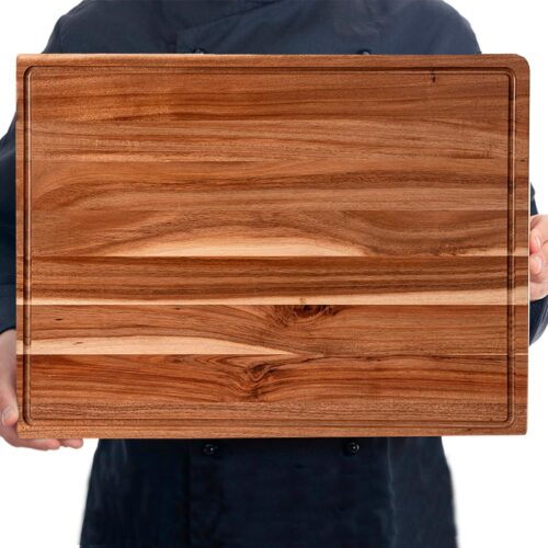 Extra Large Acacia Wood Cutting Board for Kitchen, 24 x 18 Inch Large Butcher Block Choing Board with Juice Groove, Thick Wood Cutting Boards Carving Board for Turkey Meat Vegetables BBQ