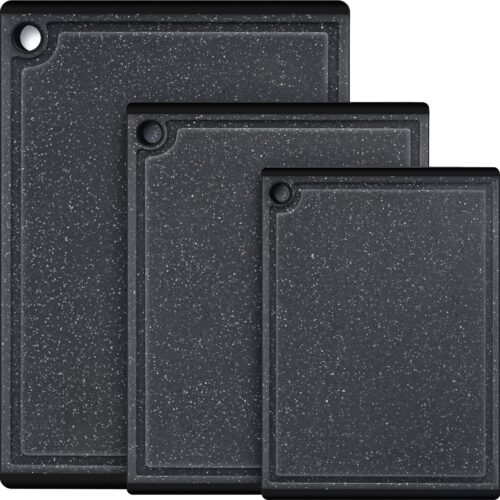 Plastic Cutting Boards for Kitchen, 3-Piece Large Cutting Board Set Dishwasher Safe Choing Boards with Non-slip Feet and Juice Grooves,