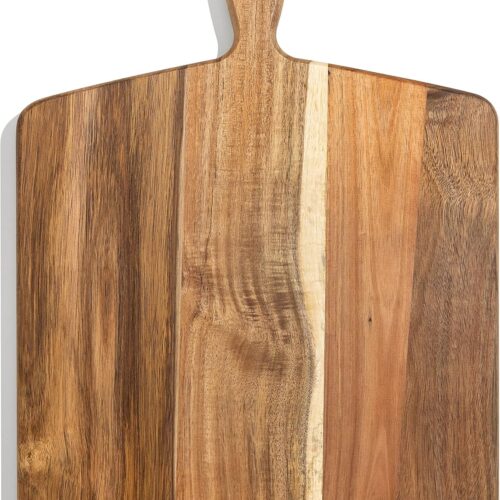 Acacia Wood Cutting Board and Chopping Board with Handle for Meat, Cheese Board, Vegetables, Bread, and Charcuterie - Decorative Wooden Serving Board for Kitchen and Dining Room, Large 17?? x 13??